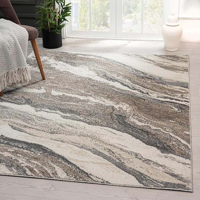 LUXE WEAVERS Lagos Collection 7983 Grey 6x9 Art Deco Area Rug