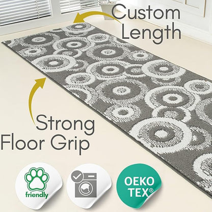 Custom Size Grey Hallway Runner Rug | Cut to Length 2'3" x 12' (Runner) | Non-Slip & Machine Washable | REMNAZ