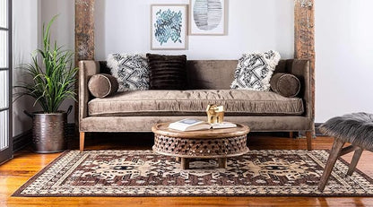 Unique Loom Taftan Collection Border Geometric Tribal Inspired Design Area Rug (2' 2 x 3' 0 Rectangular, Brown/ Tan)
