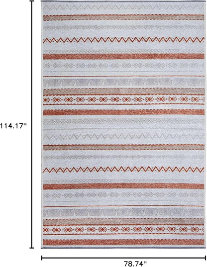 Alfa Rich 7x10 Beige Terracotta Washable Area Rugs for Living Room Bedroom Kitchen Cotton Decor Rug