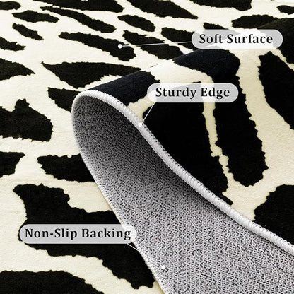 YIHOUSE Leopard Rug for Living Room, Black and White Cute Cheetah Print Rug Modern Washable Animal Printed Rugs for Bedroom, Girls Boys Dorm Room Nursery Room, Playroom, 6x9