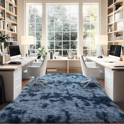 Upgrade Non-Slip Plush Rugs for Living Room, Soft Shaggy Carpets for Living Room, Fuzzy Rugs for Kids' Room, Perfect Decor for Modern Home New Blue Grey 6x9Feet