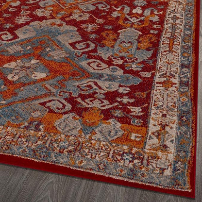 LUXE WEAVERS Moroccan Floral Red 9x12 Area Rug for Living Room