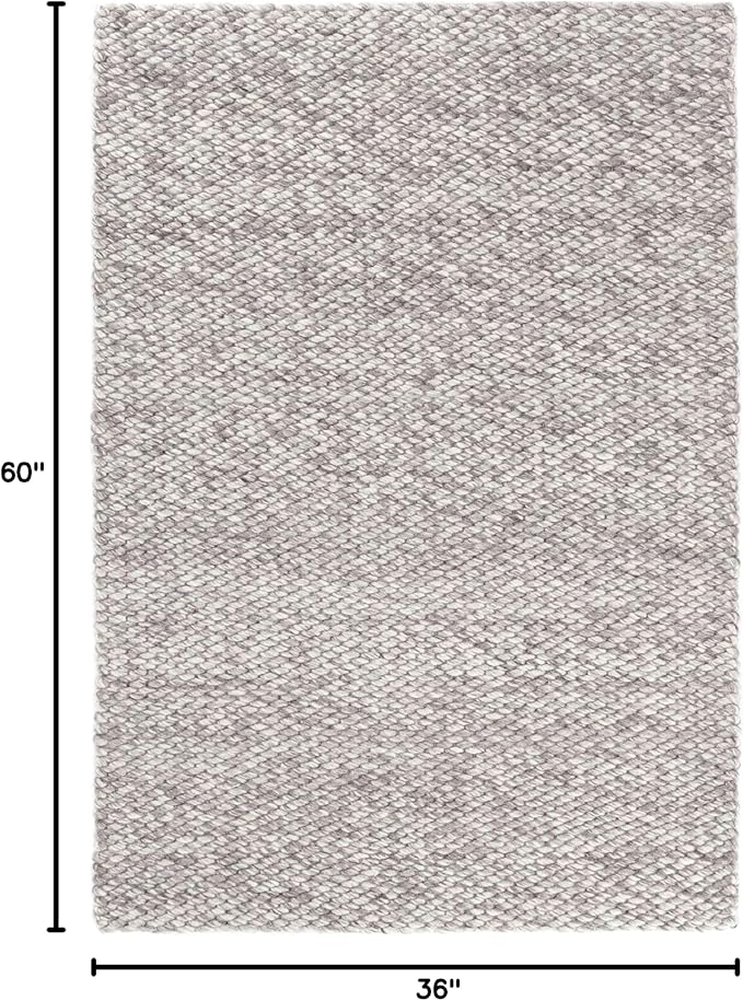 Dash and Albert Loggia Grey Handwoven Wool Rug, 3 X 5 Feet, Grey Solid Pattern - Premium Luxury Hotel Quality Soft Breathable Hypoallergenic Machine Washable Easy Care All Season Comfortable