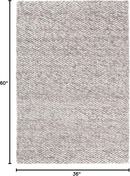 Dash and Albert Loggia Grey Handwoven Wool Rug, 3 X 5 Feet, Grey Solid Pattern - Premium Luxury Hotel Quality Soft Breathable Hypoallergenic Machine Washable Easy Care All Season Comfortable