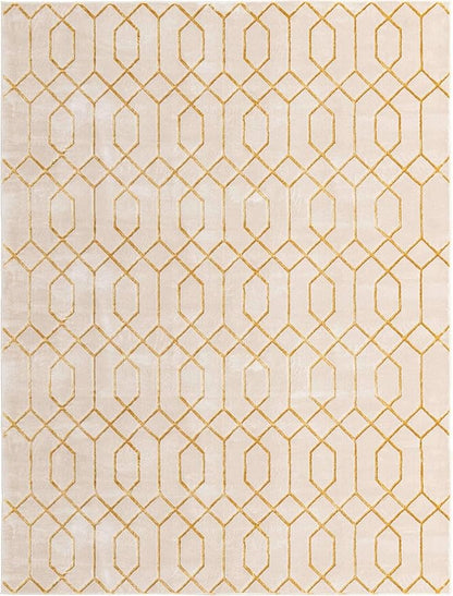 Marilyn Monroe Glam Collection Area Rug - Trellis (10'x 13' Rectangle, White Gold/ Gold)