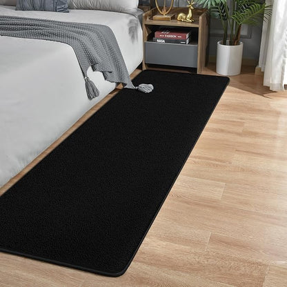 Runner Rug for Hallway, 2x8 Feet Non-Slip Washable Black Long Area Rug Runners for Hallways Bedroom, Soft Modern Comfy Memory Foam Runner Rugs Indoor Carpet for Kitchen Entrance Living Room