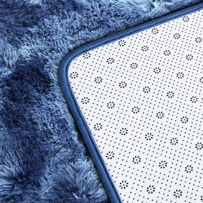 Shag Area Rug, 4 X 6 Plush Fuzzy Rugs for Living Room, Ultra Soft Fluffy Furry Rug for Bedroom, Indoor Carpet Nursery Rugs for Kids Room Home Decor, Tie-Dyed Navy Blue