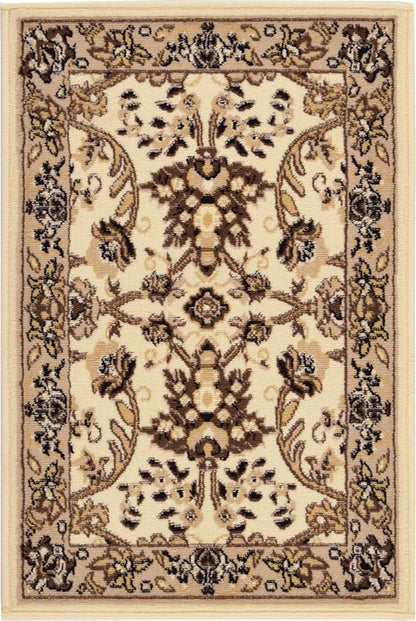 Rugs.com Yasmin Collection Rug – 2' x 3' Ivory Medium Rug Perfect for Entryways, Kitchens, Breakfast Nooks, Accent Pieces