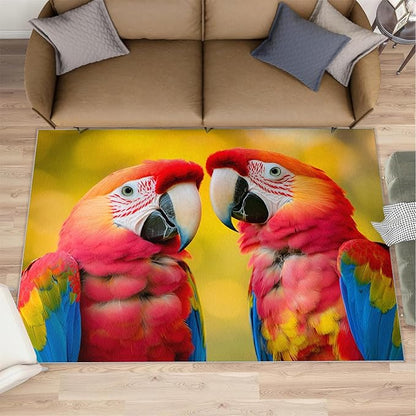 Parrot Rugs for Bedroom - 4x6 Area Rug - Cute Parrot Rugs for Living Room, Colorful 3D Animal Rug, Non-Slip Washable Home Decor Carpet