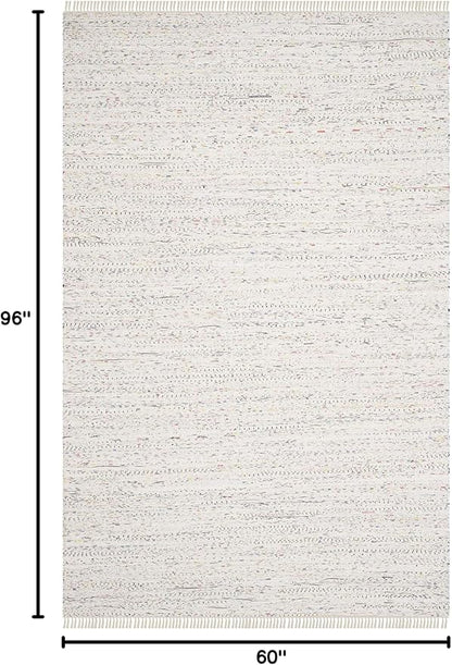 SAFAVIEH Rag Rug Collection Area Rug - 5' x 8', Ivory & Multi, Handmade Boho Stripe Cotton, Ideal for High Traffic Areas in Living Room, Bedroom (RAR121G)