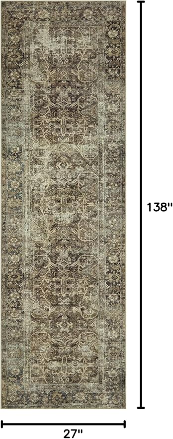Loloi Magnolia Home by Joanna Gaines Sinclair Collection SIN-01 Pebble/Taupe 2'-3" x 11'-6", .25" Pile Height, Machine Washable, Runner Rug