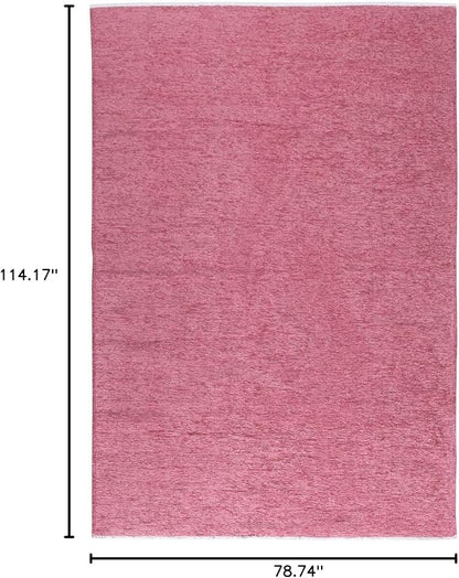 Alfa Rich 7x10 Dark Pink Washable Area Rugs for Living Room Bedroom Kitchen Girls Cotton Decor Rug