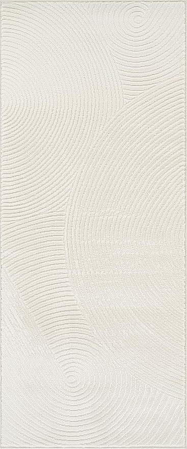 Abani Cream Area Rug for Living Room, Bedroom- Zen Reiki Pattern- 2'6" x 6' -Durable & Easy to Clean