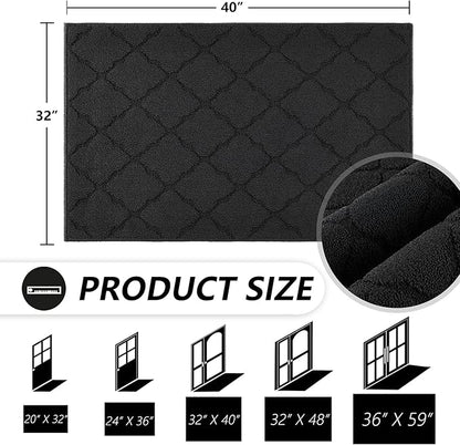 Timo Entryway Rug, Door Mats Indoor 32"x40" Absorbent Rubber Backing Non Slip Indoor Doormat, Machine Washable Resist Dirt Low Profile Front Door Mat, Front Door Rugs for Muddy Wet Shoes, Black