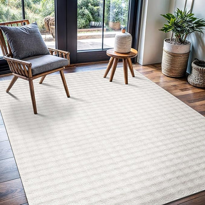 CAMILSON Modern White Non Slip Rug 8x10 Ultra Soft High Pile Area Rugs Non Skid Rubber Backing Durable & Easy to Clean Carpet for Living Room Bedroom Kids Room Indoor Use 8 x 10 White