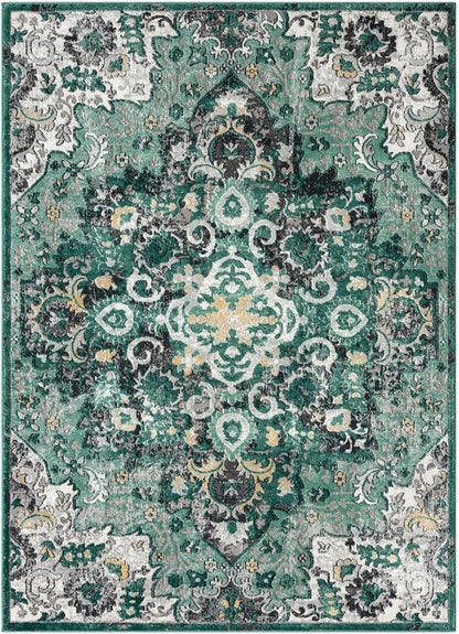 LUXE WEAVERS Moroccan Green 4x5 Medallion Area Rug for Living Rooms