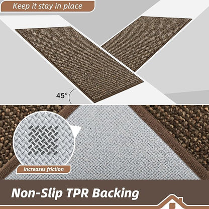 BEQHAUSE Dirt Trapper Door Mat 36" x 60", Non-Slip Washable Doormats Entrance Mat, Dirt Resistant and Absorbent Welcome Mat, Low Profile Floor Mats for Front Back Door and Entryway, Brown