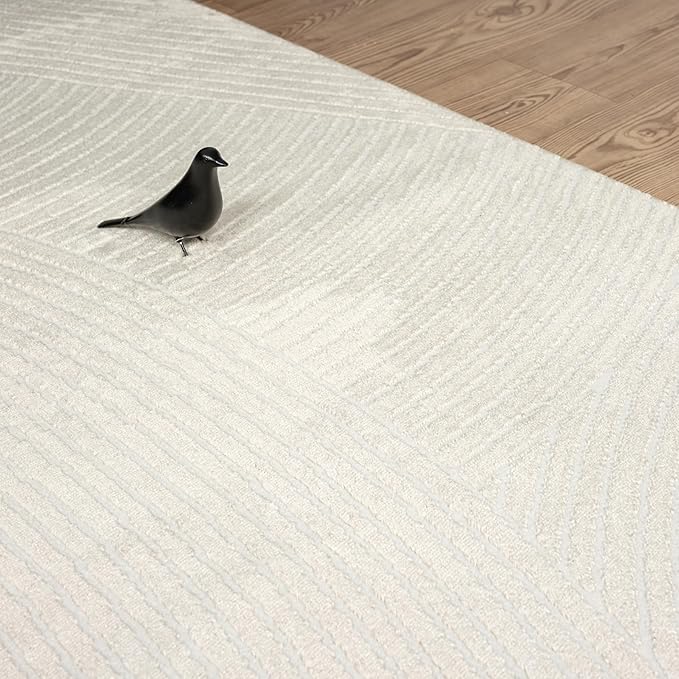 Abani Neutral Beige Area Rug 3' x 6' for Living Room, Bedroom - Zen Reiki Circles Pattern - Durable & Easy to Clean