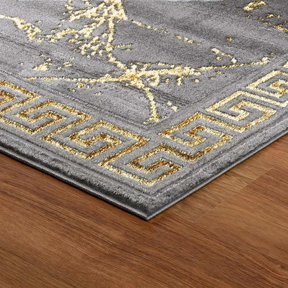 GLORY RUGS Area Rugs Marble 2x7 Gray Gold Carpet Modern Abstract Rug Living Room Dining Bedroom Rug