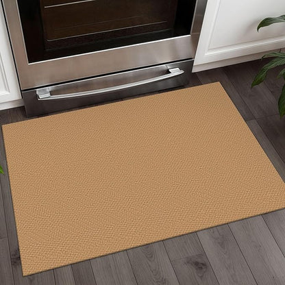 Small Braided Rugs 2x3 Ft Area Rugs for Entryway Boho Washable Rug Throw Rugs with Rubber Backing Cotton Woven Door Mat Indoor Entrance Front Door Rugs for Foyer Bathroom Kitchen, Warm Tan