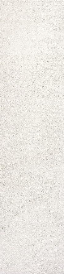 Eyely UES100T-214 Supersoft Haze Solid Low-Pile Indoor Runner Rug, Coastal, Bohemian, Minimalist, Classic, Casual for Bedroom,Kitchen,Living Room,Non Shedding,Easy-Washing, Cream, 2 X 14