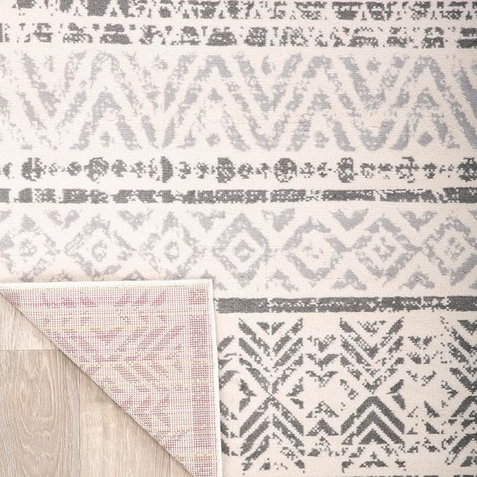 Rugshop Geometric Boho Perfect for high Traffic Areas of Your Living Room,Bedroom,Home Office,Kitchen Runner Rug 2'7" x 12' Gray