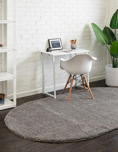 Unique Loom Solo Collection Area Rug - Calabasas (5' 3" x 8' Oval, Gray)