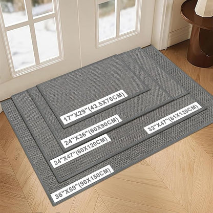 LEKEEPGO Door Mat 36"x59", Non Slip Door Mat Indoor Entrance, Rubber Backing Front Indoor Door mats Washable Absorbent Low-Profile Entryway Entry Resist Dirt Inside Door Mats, Light Grey