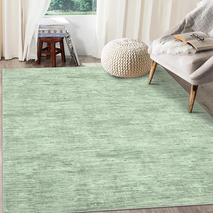 RUGSREAL Bedroom Rug 3x5 Washable Rug for Living Room Small Entryway Carpet with Rubber Backing Stain Resistant Dining Room Throw Mat Modern Solid Color Area Rug for Bedside Kitchen, Green