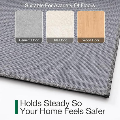 LUMI Door Mat Indoor Entrance 24"x36", Front Welcome Mat with Non-Slip Rubber Backing, Low Profile Dirt Trapper Inside Doormat for Entrance, Garage, Patio, Grey
