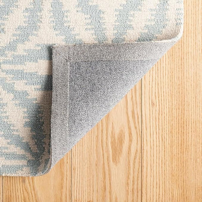 Dash & Albert Aster Sky Hand Micro Hooked Wool Rug, 2.5 X 8 Feet, Blue Geometric Pattern