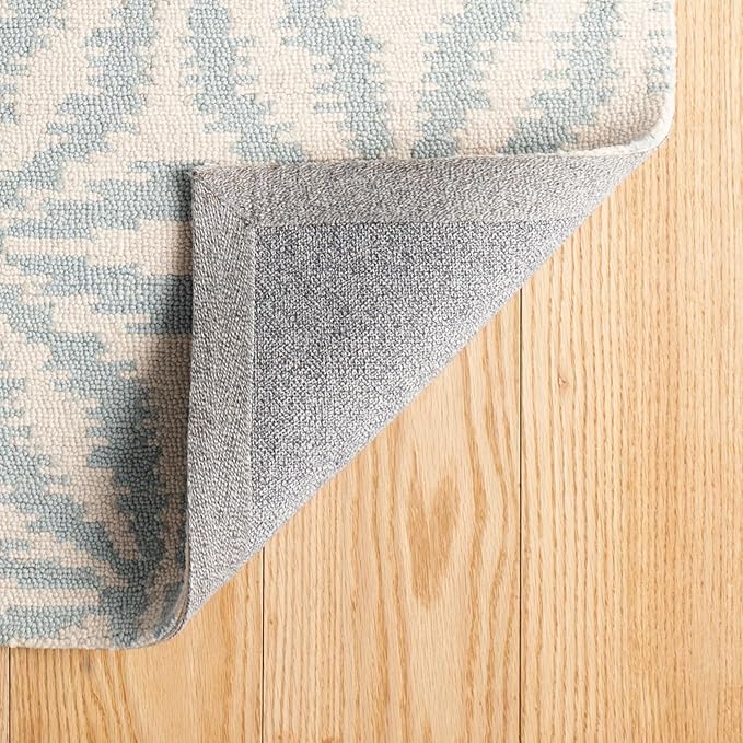 Dash & Albert Aster Sky Hand Micro Hooked Wool Rug, 2 X 3 Feet, Blue Geometric Pattern