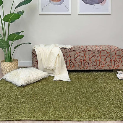 Alfa Rich 5x8 Green Washable Area Rugs for Living Room Bedroom Kitchen Cotton Decor Solid Rug