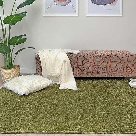 Alfa Rich 5x8 Green Washable Area Rugs for Living Room Bedroom Kitchen Cotton Decor Solid Rug