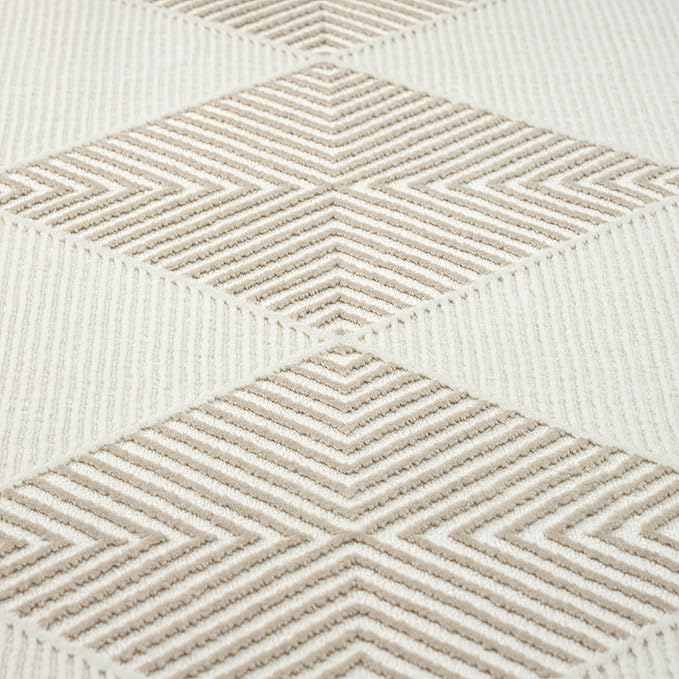 Abani Cream Area Rug for Living Room, Bedroom - Diamond Pattern - 6 x 9 - Durable & Easy to Clean
