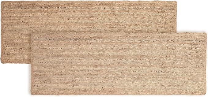 REDEARTH · Area Runner Rug - 2'x6' Braided Natural Jute with Non-Skid Backing - Handwoven Rectangular Boho Rug for Bedroom, Kitchen, Living Room Aesthetic Home Decor - Handmade Carpet, Set of 2