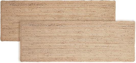 REDEARTH · Area Runner Rug - 2'x6' Braided Natural Jute with Non-Skid Backing - Handwoven Rectangular Boho Rug for Bedroom, Kitchen, Living Room Aesthetic Home Decor - Handmade Carpet, Set of 2