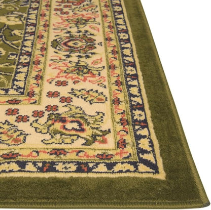 Rugs.com Yasmin Collection Rug – 10 Ft Runner Green Medium Rug Perfect for Hallways, Entryways