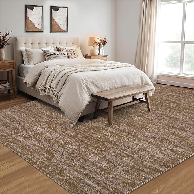 RUGSREAL 3x5 Bedroom Area Rug Solid Color Small Living Room Throw Rug Washable Area Rug Modern Contemporary Rug with Rubber Backing Throw Indoor Carpet for Living Room Bedroom Kids Room, 3' x 5' Taupe