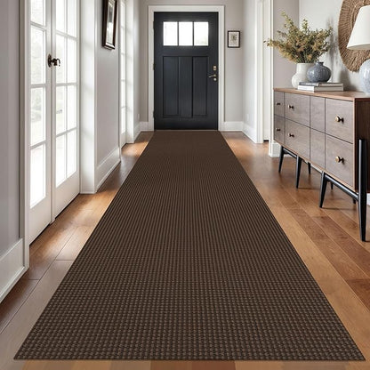 Braided Runner Rug 3x14 Ft Washable Runners for Hallways Non Slip Rubber Backed Kitchen Runners Cotton Long Entryway Runner Indoor, Woven Carpet for Hall Stair Entryway, Brown