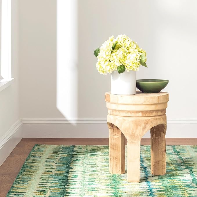 Dash and Albert Paint Chip Wool Area Rug - 6' x 9' Moss Graphic Hand Micro Hooked Accent Rug - Durable, High Traffic Areas Hallway, Living Room, Stairs