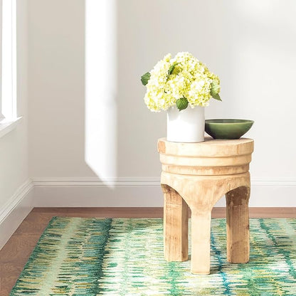 Dash and Albert Paint Chip Wool Area Rug - 6' x 9' Moss Graphic Hand Micro Hooked Accent Rug - Durable, High Traffic Areas Hallway, Living Room, Stairs