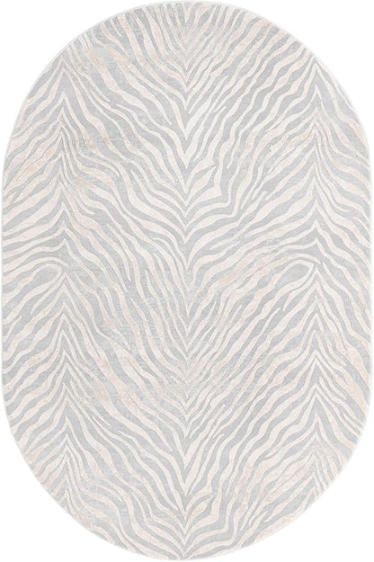 Unique Loom Finsbury Collection Area Rug - Meghan (5' 3" x 8' Oval, Gray and Ivory)