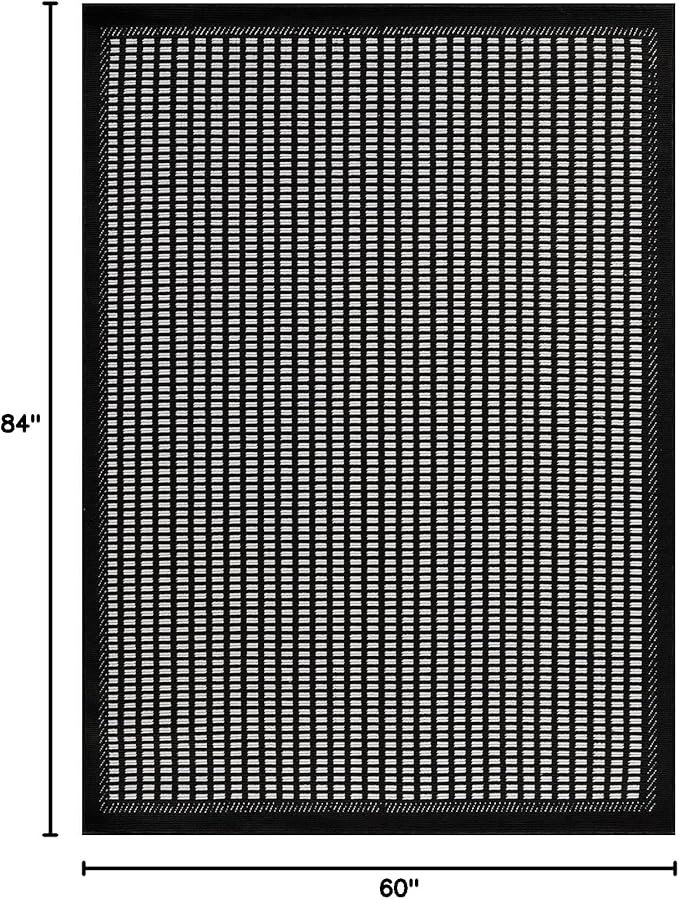 Beverly Rug Micro Loop Area Rug Black/White 5x7 Geometric Modern Luxury Zebra Durable Soft Indoor Rugs for Living Dining Room Office Stain Resistant Non Shedding Casual Indoor Carpet 5 x 7