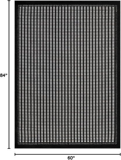 Beverly Rug Micro Loop Area Rug Black/White 5x7 Geometric Modern Luxury Zebra Durable Soft Indoor Rugs for Living Dining Room Office Stain Resistant Non Shedding Casual Indoor Carpet 5 x 7