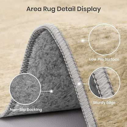 Valenrug Washable Rug 5x7 - Stain Resistant 5x7 Area Rugs for Living Room, Non Slip Backing Printed Rugs for Bedroom, Folable Machine Washable Area Rug (5'x7', Brown)