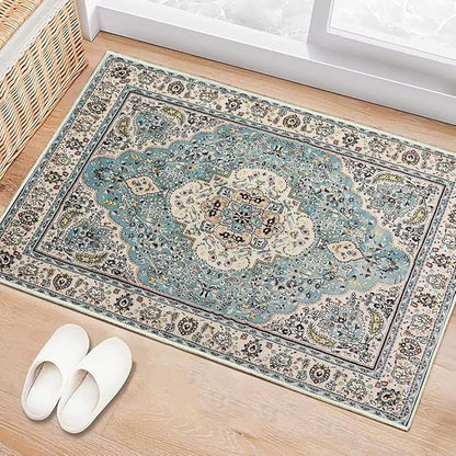 Boho Vintage Oriental Entry Rugs for Entrance Non-Slip Washable Tribal Small Area Rug,Ultra Soft Bohemian Floral Medallion Low-Pile Indoor Front Door Mat for Bedroom Kitchen Bathroom 20" x 32"