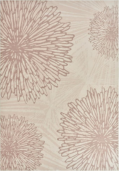 WITSHOCK 10x14 Area Rugs for Living Room: Beige Floral Washable Rugs for Bedroom Dining Room Office Nursery Modern Non-Slip Stain Resistant Low Pile Home Decor（Beige/Brown,10'x14'）