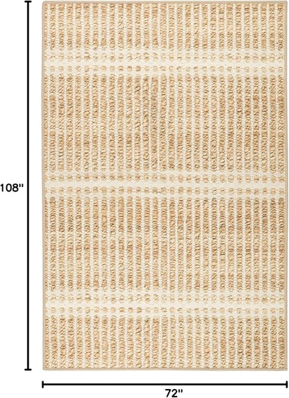 Dash and Albert Arbor Machine Washable Area Rug - 6' x 9' Neutral Stripe Washable Accent Rug Stain-Resistant, Anti-Slip, High Traffic Kitchen, Hallway, Mudroom